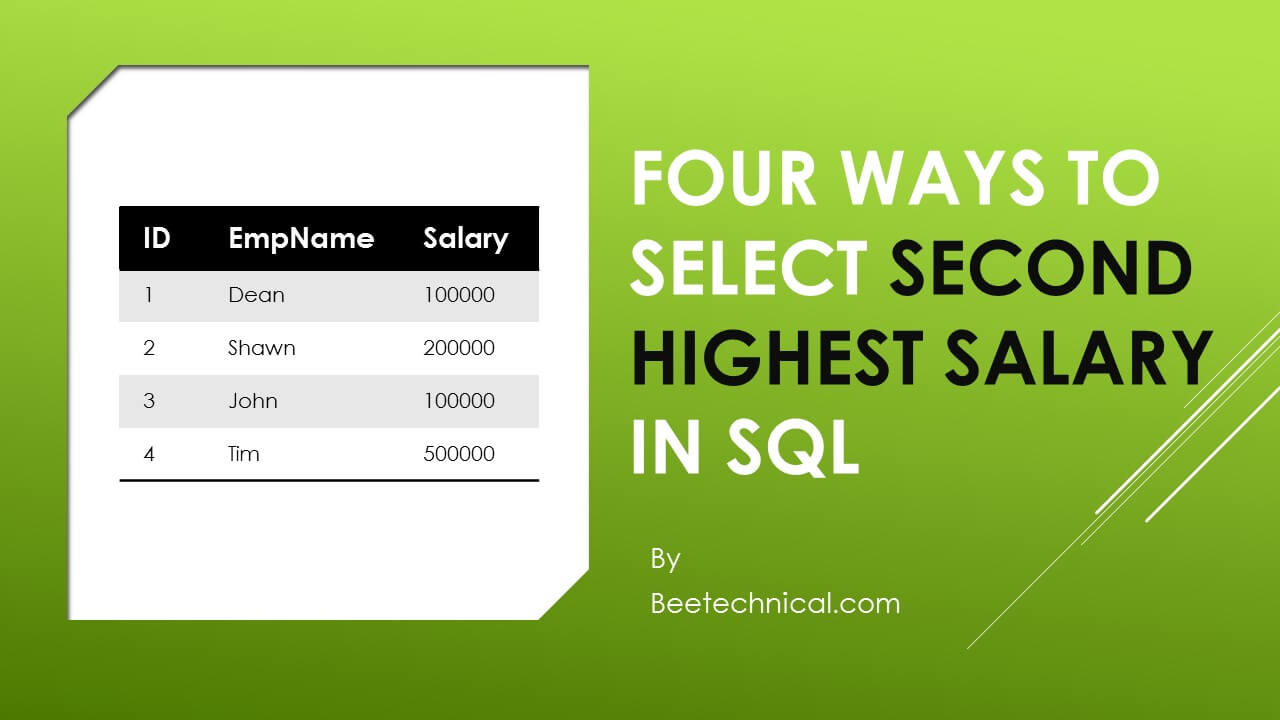 Select Top 5 Salary In Sql