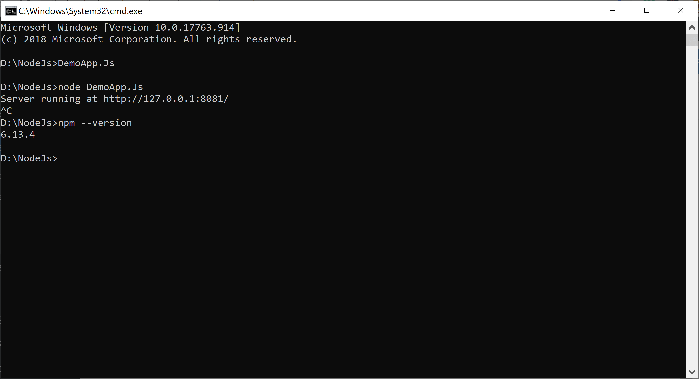 node update command windows
