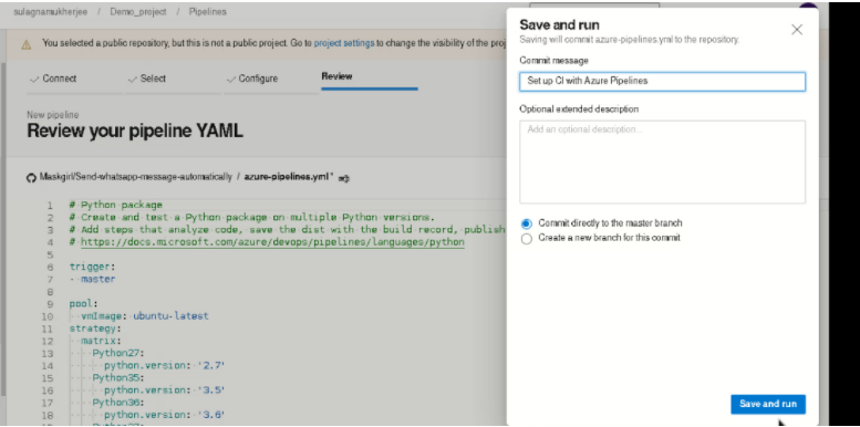 Save and Run Azure DevOps Pipeline