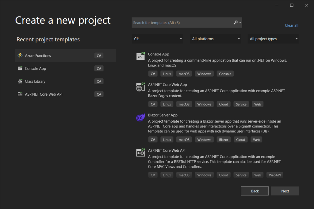 Select Azure Function Template, Create Azure Function HTTP Trigger 