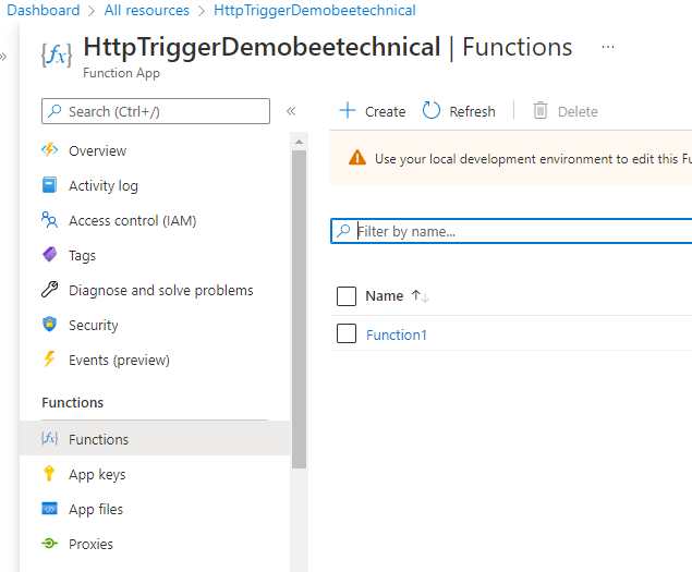 Azure Functions inside the Function App